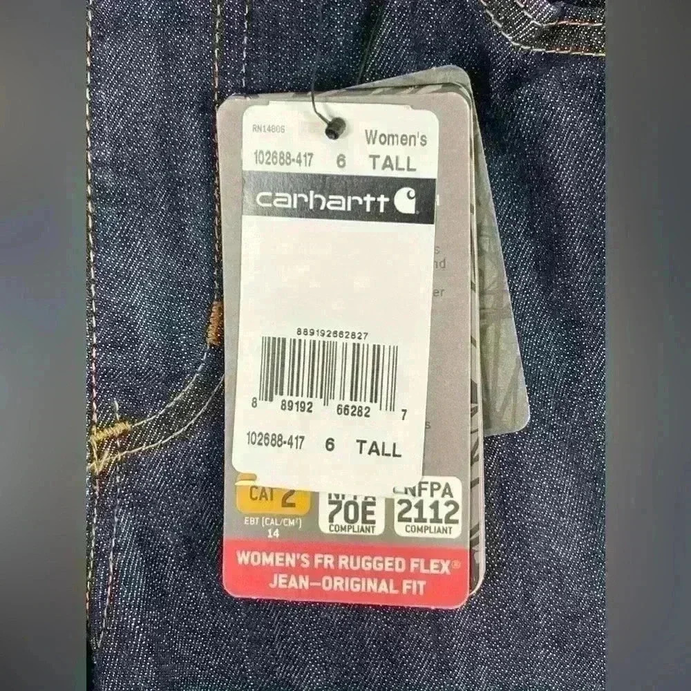 Carhartt Flame Resistant Rugged Flex Jean Original Fit Women’s Size 6 Tall NWT - Picture 4 of 12